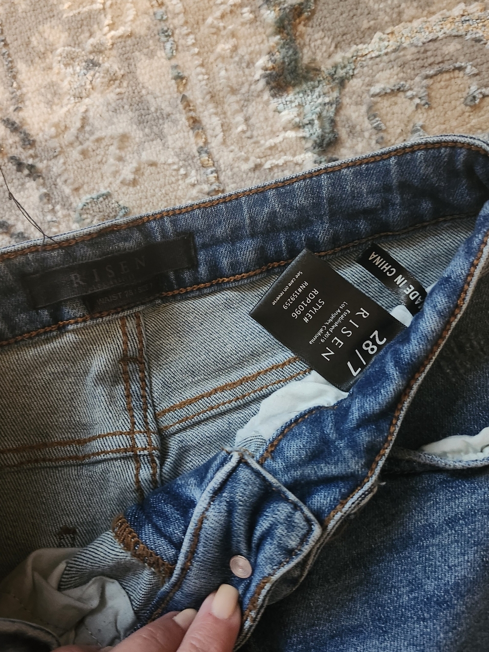 Distressed AnkleFlare Jeans for Women - Blue- Risen Jeans - Picture 3 of 3